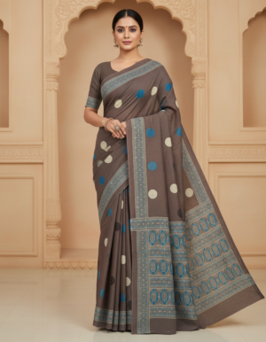 Handmade Natural Dye Ajrakh Cotton Saree