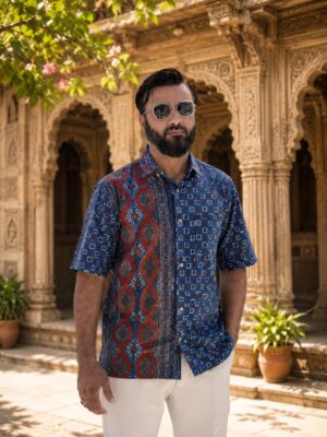 Ajrakh Shirt, Kala Cotton Shirt, Handmade Shirt, Block Print Shirt, Natural Dyed Shirt,